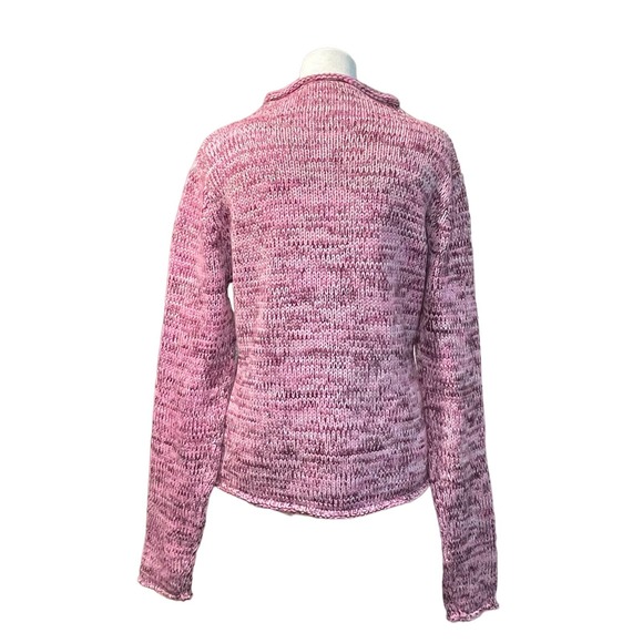 Billabong Womens XL Wool Blend Mock Neck Pink Knit Long Sleeve Boho Sweater Y2K - Picture 7 of 13